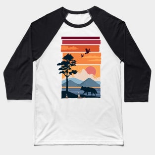 Beautiful Landscape - wolf walking in sunset Baseball T-Shirt